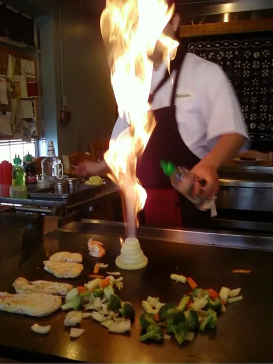 Flame tower at the hibachi grill Flame tower at the hibachi grill – hibachi at home party photo
